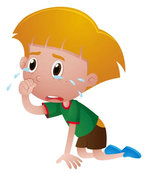 小男孩哭着泪水 — 图库矢量图片