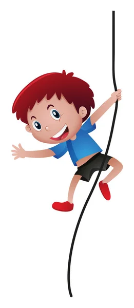 Petit garçon grimper la corde — Image vectorielle