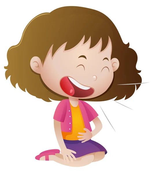 Niña riendo sola — Vector de stock