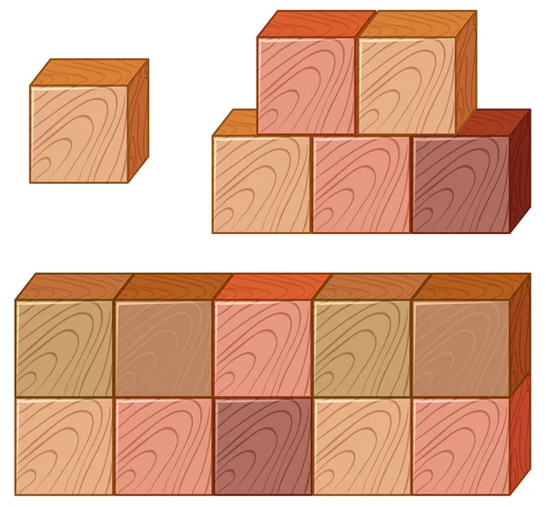 De nombreux morceaux de cubes en bois — Image vectorielle
