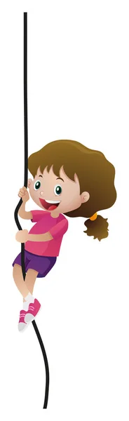 Petite fille corde d'escalade — Image vectorielle
