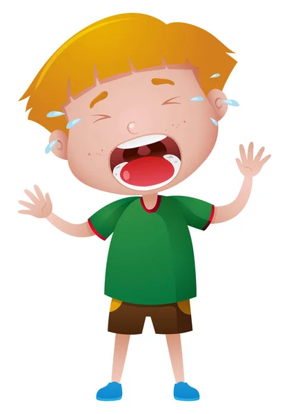 Little boy crying with tears — Stock Vector