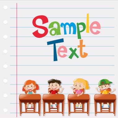 Satırı kağıt şablonu sandalyeler öğrencilerle