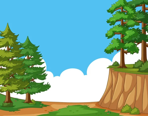 Scène avec des pins dans le champ — Image vectorielle