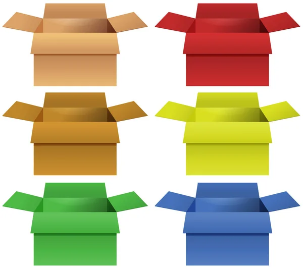 Boîtes en carton en six couleurs — Image vectorielle