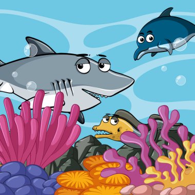 Okyanusun altında Yüzme deniz hayvanları