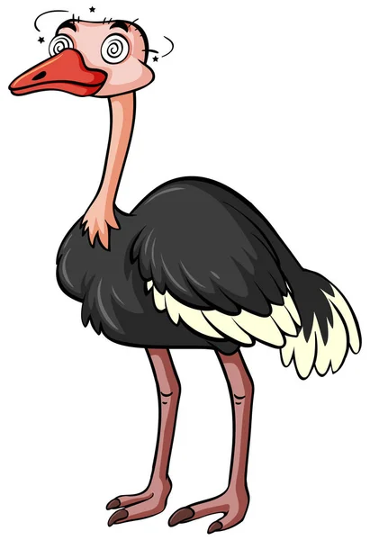 Wild ostrich looking dizzy — Stock Vector