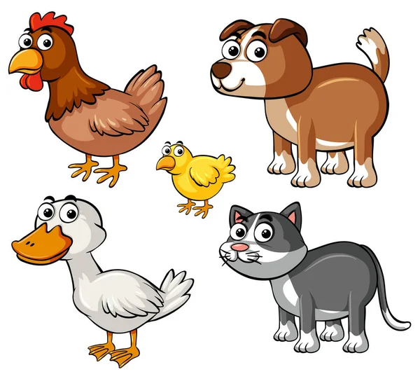 Tipos diferentes de animales de granja — Archivo Imágenes Vectoriales