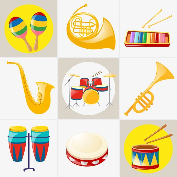 Different kinds of musical instruments — Stock Vector