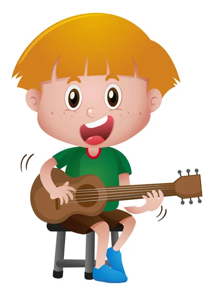Gitar çalan küçük çocuk — Stok Vektör