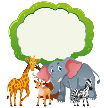 Vahşi hayvanlar ile arka plan şablonu