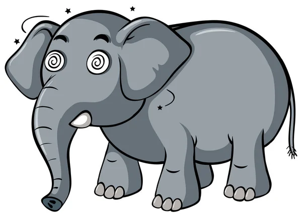 Elefante gris con cara mareada — Vector de stock