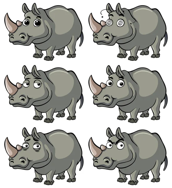 Hippopotame avec différentes expressions faciales — Image vectorielle