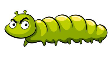 Kızgın yüz ile yeşil tırtıl