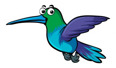 Beyaz arka plan üzerinde uçan sinek kuşu