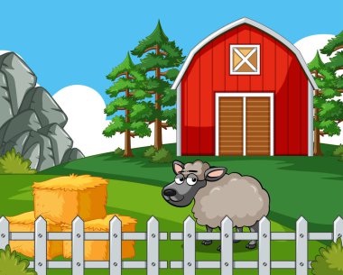 Koyun çiftliği ile sahne