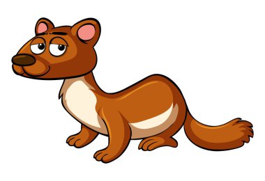 Beyaz arka plan üzerinde kahverengi su samuru