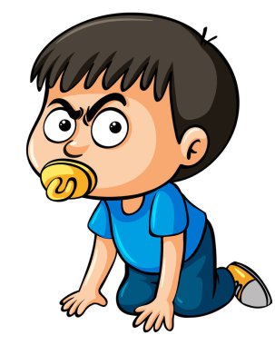 Çocuk yürümeye başlayan çocuk emzik ile