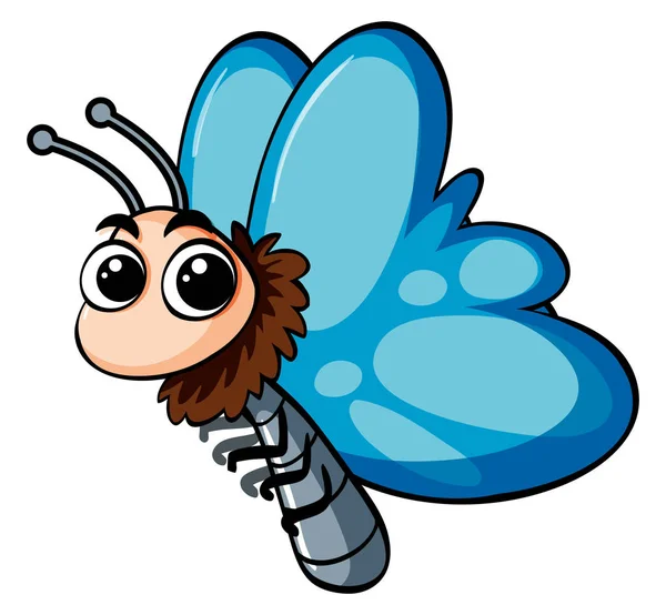 白い背景に青い蝶 — ストックベクタ