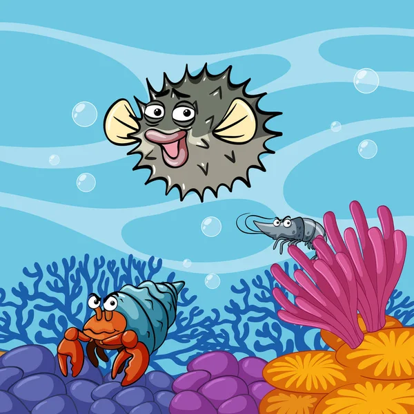 Underwater scene with sea animals