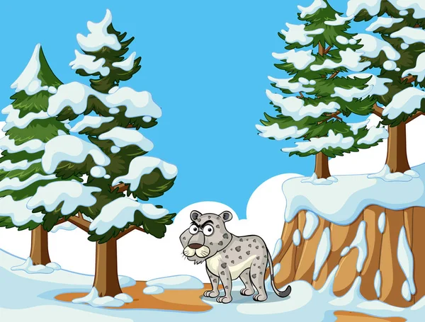 Tigre na montanha de neve —  Vetores de Stock