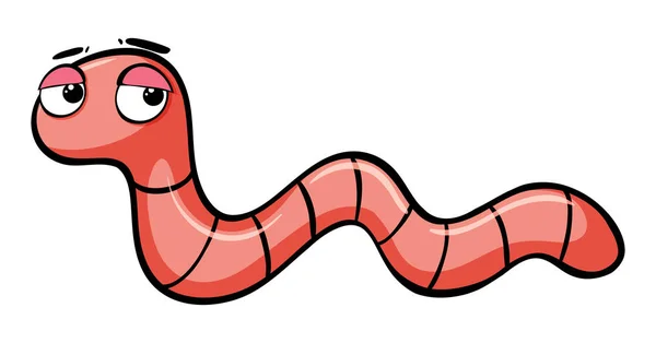 Earthworm with sleepy eyes — Stock Vector