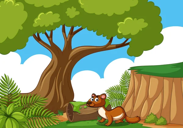 Alcantarilla viviendo en el bosque — Vector de stock