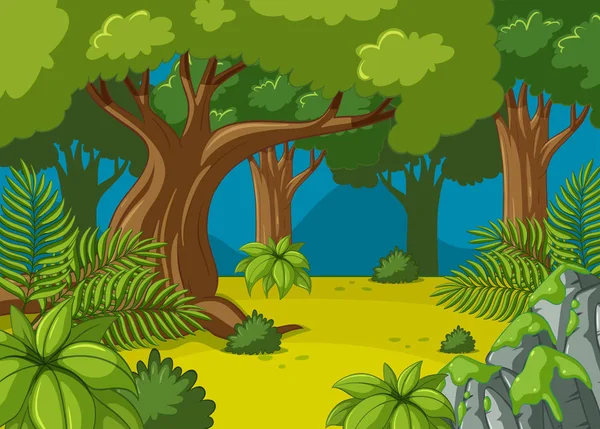 Bosque con árboles grandes — Vector de stock