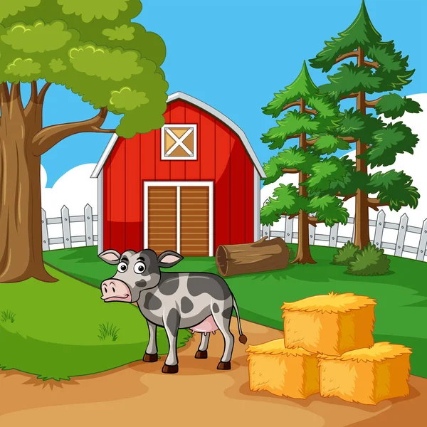 Mucca che vive nella fattoria — Vettoriale Stock