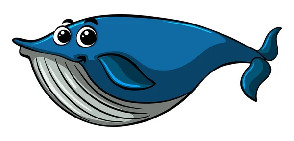 Blue whale with happy face — Stock Vector