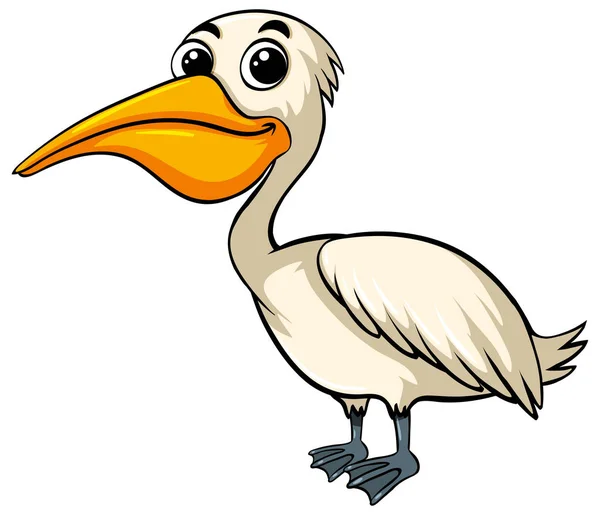 Pássaro pelicano com rosto feliz — Vetor de Stock