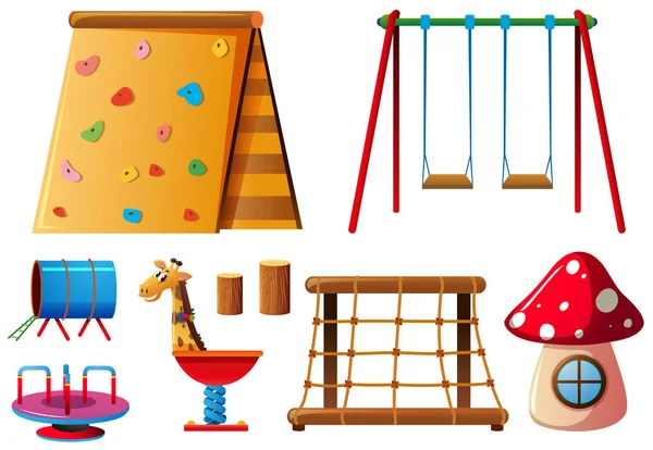 Beyaz arka plan üzerinde farklı oyun istasyonları