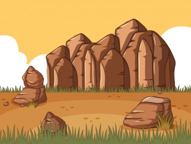 Kayalık dağ ve alan ile bir manzara