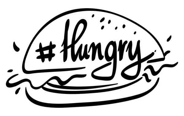 Wort für Hungrige mit Hamburger — Stockvektor