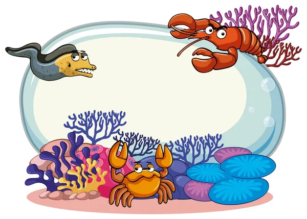 แท็บเล็ตชายแดนกับสัตว์ทะเล — ภาพเวกเตอร์สต็อก