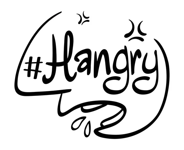 Wort hangry mit menschlichem Gesicht — Stockvektor