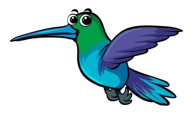 Beyaz arka plan üzerinde şirin uğultu kuş