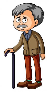 Bastonlu yaşlı adam.