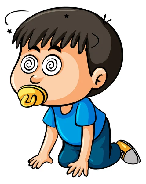 Boy toddler with dizzy eyes — Stock Vector