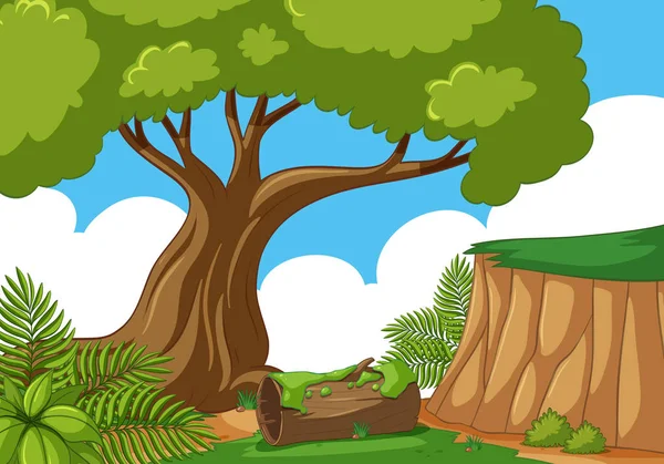 Scen med cliff och träd — Stock vektor