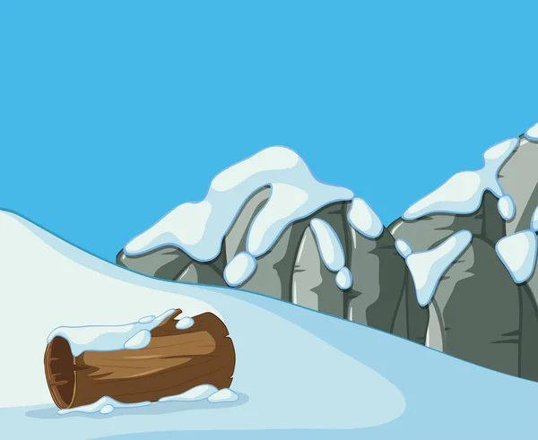 Escena con nieve en la montaña — Vector de stock