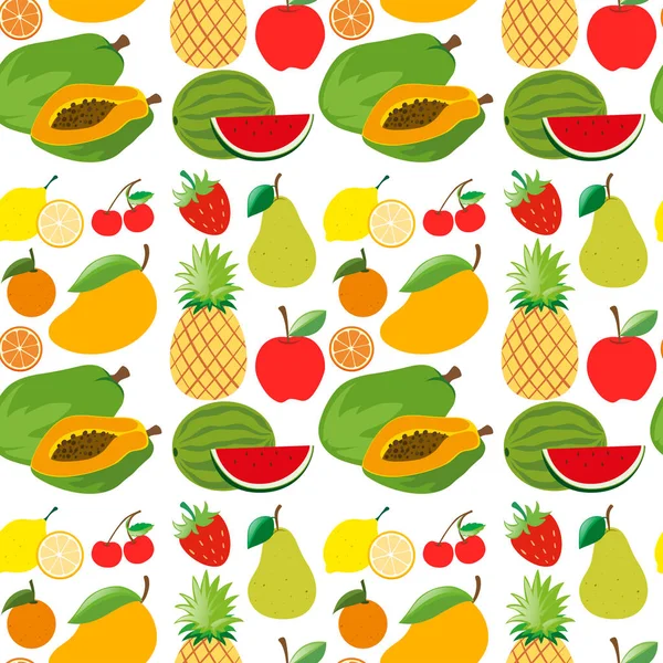 Fondo sin costuras con frutas frescas — Vector de stock