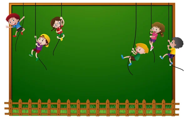 Styrelsen mall med barnen hängande på rep — Stock vektor