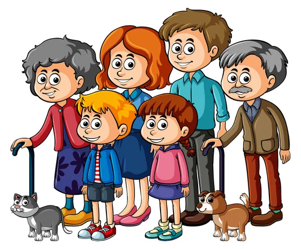 Miembros de la familia con padres e hijos — Vector de stock
