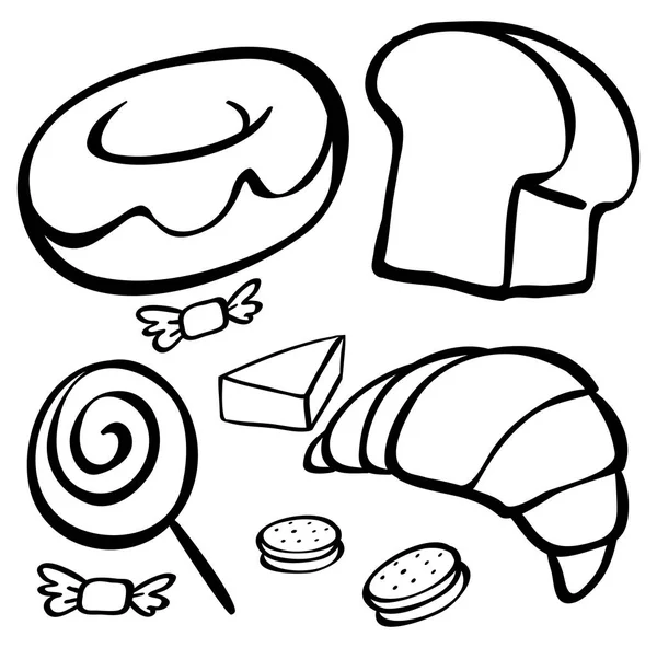 Doodles para diferentes tipos de postres — Archivo Imágenes Vectoriales