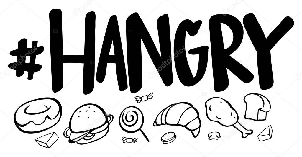 Word expression for hangry with many food