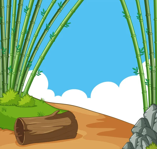 Scena con bambù sulla collina — Vettoriale Stock