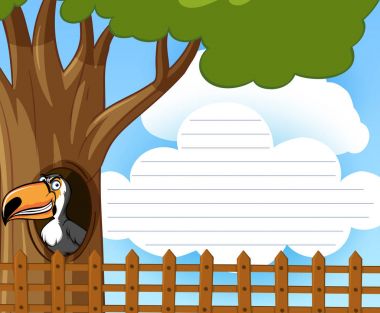 Çizgi kağıt toucan kuş ağacında ile