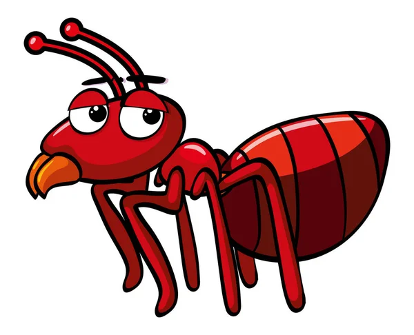 Red ant with sleepy face — Stock Vector