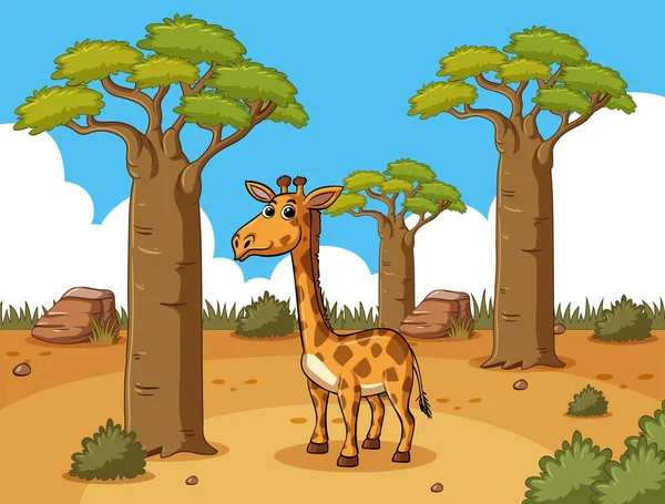 Giraffe im Wüstenboden — Stockvektor